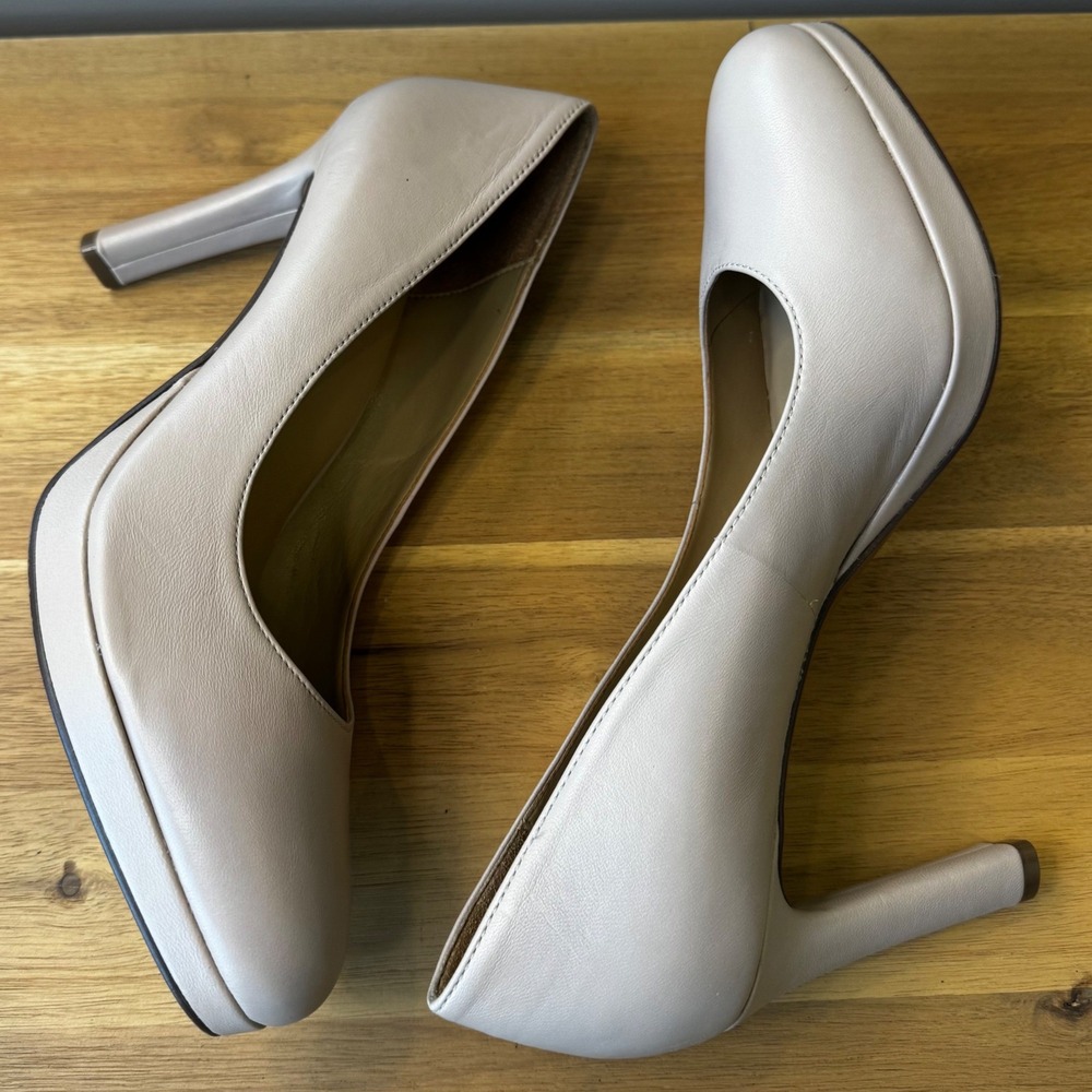 Naturalizer Teresa Women 7 M‎ Blush Pink Leather Platform Pumps Almond Toe Heels
